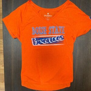 Colosseum Orange Boise State Broncos V-Neck Tee with Blue Graphic